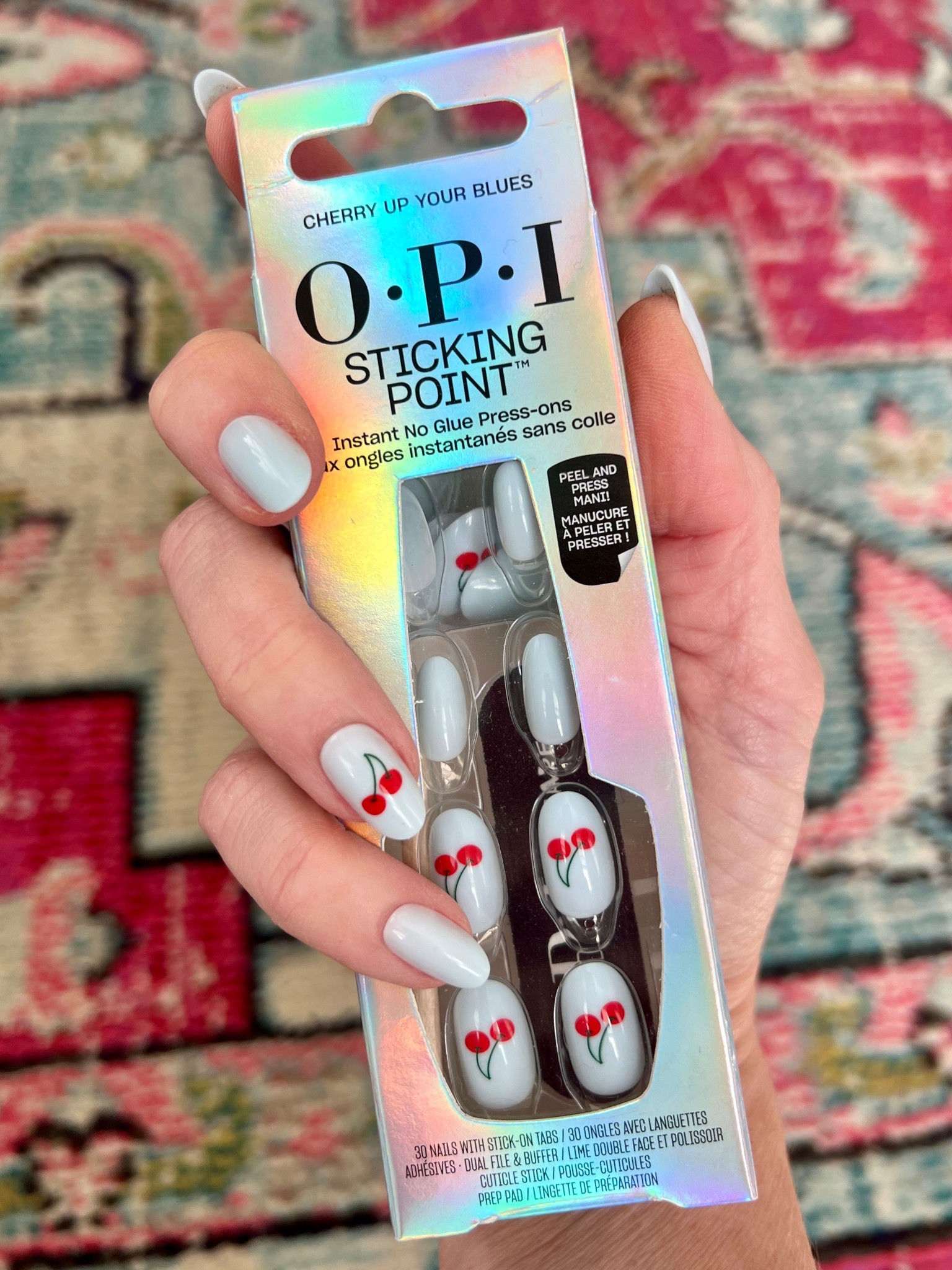 Cherry 🍒 Nails 🩵. I’m so into this cute spring nail art that costs next to nothing and takes 10 minutes to apply with no drying time!! 

#LTKgrwm #LTKselfcare #LTKBeauty