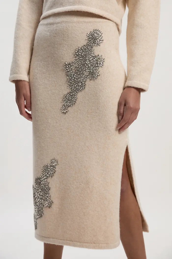 Karen Millen Wool Embellished Pencil Midi Skirt | Nordstrom | Nordstrom