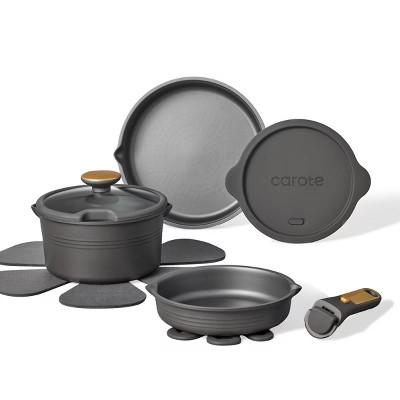 Carote 10pc Nonstick Cookware Set with Detachable Handle Black | Target