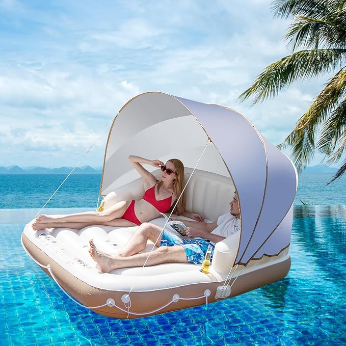 Moccha Inflatable Island with Canopy - 440 lbs Party Floats with SPF50+ Retractable Detachable Su... | Amazon (US)