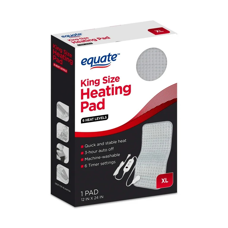 Equate XL Electric Heating Pad, 6 Heat Settings with Auto Shut off, 12 x 24 in - Walmart.com | Walmart (US)