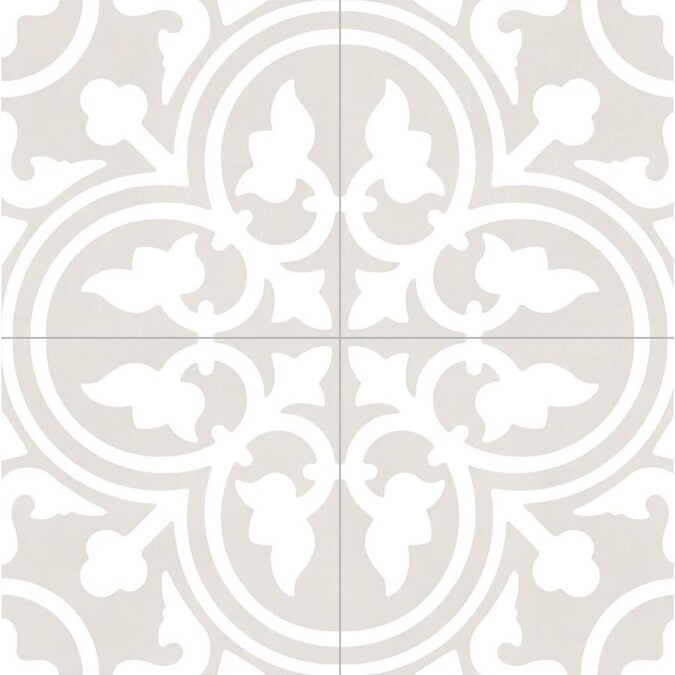 DELLA TORRE Annabelle Gray 8-in x 8-in Glazed Porcelain Encaustic Floor Tile Lowes.com | Lowe's