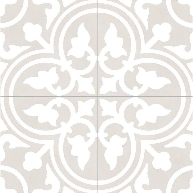 DELLA TORRE Annabelle Gray 8-in x 8-in Glazed Porcelain Encaustic Floor Tile Lowes.com | Lowe's