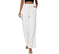 FUNYYZO Pantalones de traje para mujer, pantalones de pierna ancha, cintura alta elástica en la ... | Amazon (US)