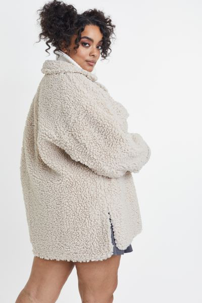 Oversized Teddy Shacket - Light beige - Ladies | H&M US | H&M (US + CA)
