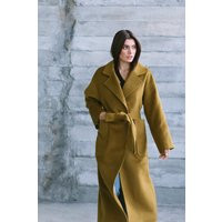 Soft Wool Wrap Coat Mustard Autumn Overcoat | Etsy (US)