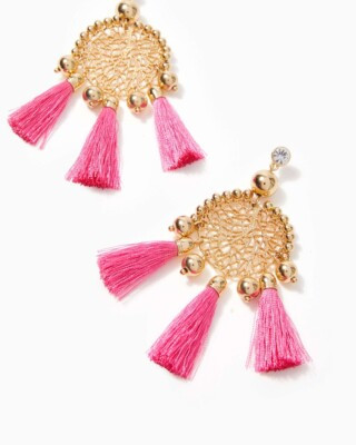 Lilly Pulitzer- Sea Dreamer Drop Earrings Aura Pink Tassle NEW  | eBay | eBay US
