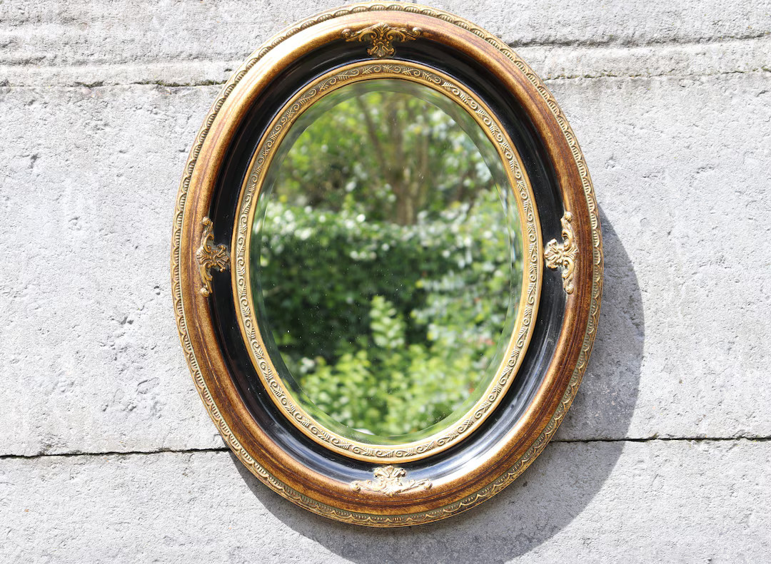 Classic Oval Black and Gold Gilded Regency Style Faceted Mirror ST.180 - Etsy | Etsy (US)