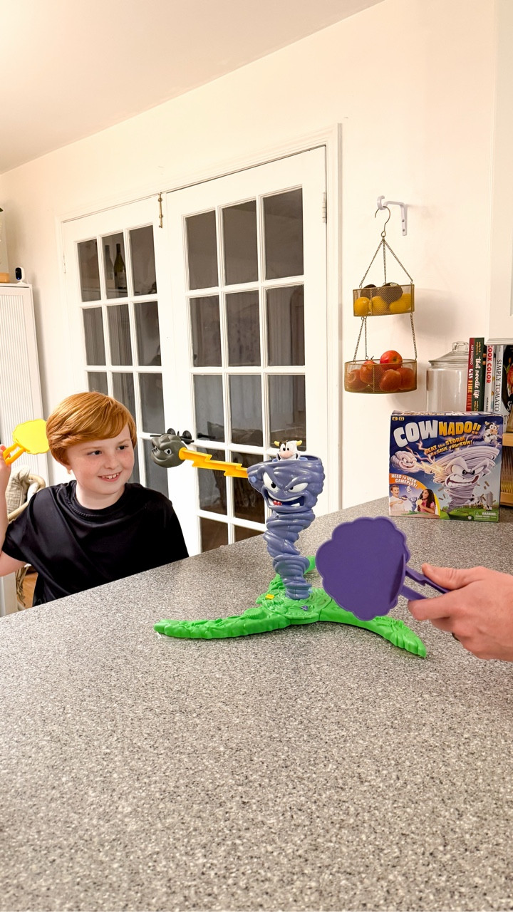 Want a fun & easy game for game night?!
Cownado is the game for you🐄🌪️ 

This tetherball style game is so much fun, easy and fast paced! Test your reflexes to save the cow from the spinning tornado, it has a suction cup base to keep it steady while using it and is designed for 2 players ages 6 and up!



#LTKFamily #LTKGiftGuide #LTKKids