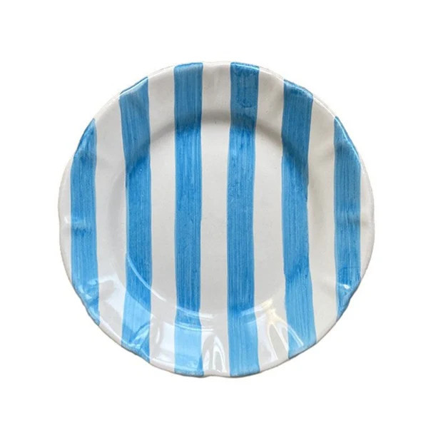 Stripe Dinner Plate, Sky Blue | The Avenue