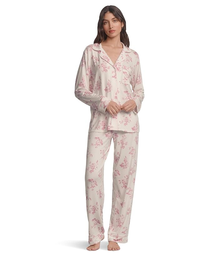 Eberjey Gisele Printed - The Long PJ Set Women's Pajama Sets Winter Wonderland Haute Red/IV : 2XL, Spandex/Viscose | Zappos.com