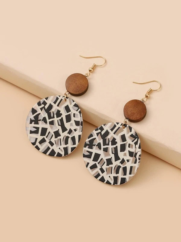 Geometric Print Drop Earrings | SHEIN