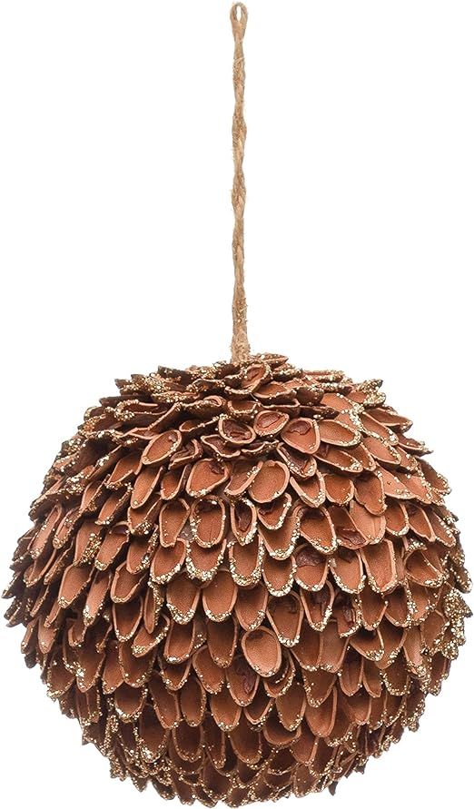 Creative Co-Op 4-1/2" Round Pinecone Ball w/Gold Glitter Tips, Natural Ornaments | Amazon (US)