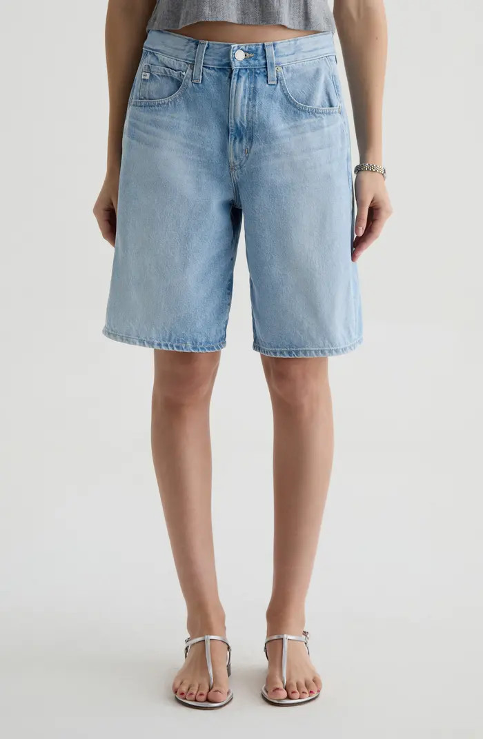 Hattie High Waist Barrel Denim Bermuda Shorts | Nordstrom