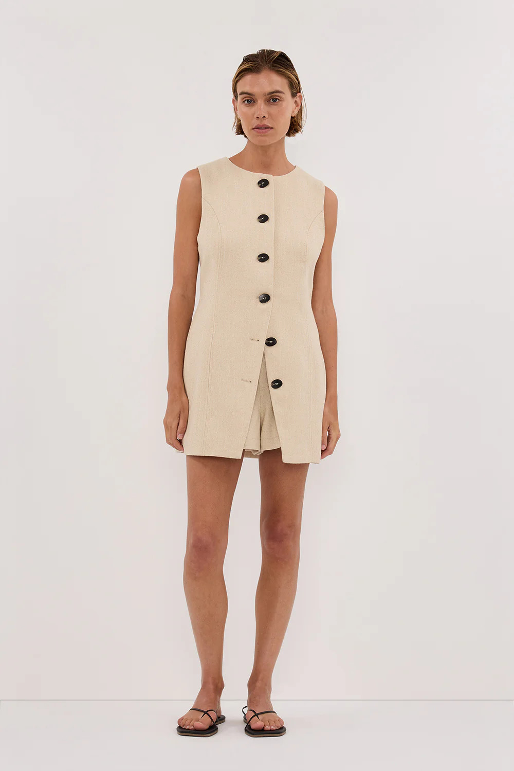 FRANKIE OAT TWEED TUNIC VEST | DISSH