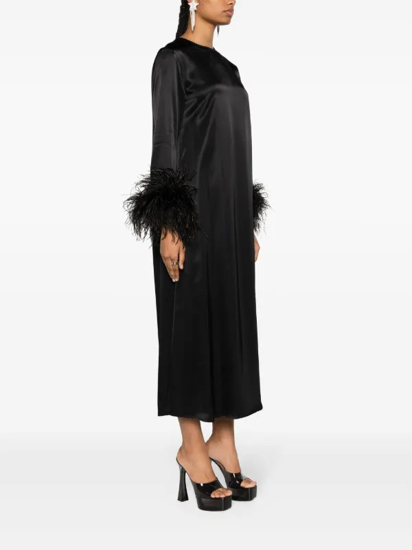 Sleeper Suzi feather-cuffs Maxi Dress | Black | FARFETCH | Farfetch Global