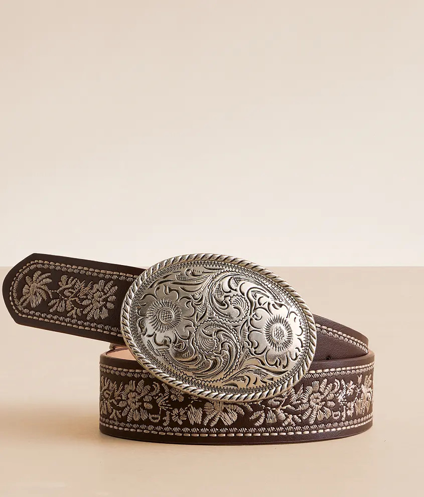 Floral Embroidered Western Belt | Buckle