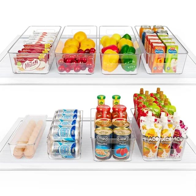 Set of 8 Refrigerator Organizer Bins, Vtopmart Clear Plastics Fridge Organizers and Storage with ... | Walmart (US)