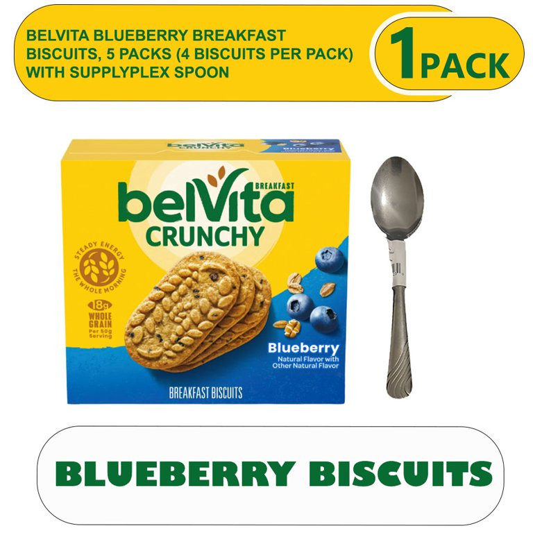 BelVita Blueberry Breakfast Biscuits, 5 Packs (4 Biscuits Per Pack) with supplyplex spoon | Walmart (US)