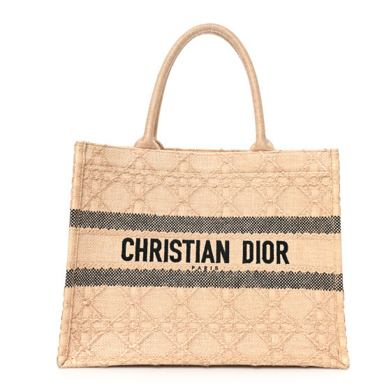 Raffia Cannage Medium Book Tote Natural | FASHIONPHILE (US)