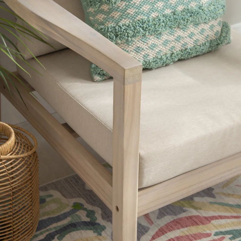 Amina Outdoor Solid Wood Acacia Chair with Cushions | Wayfair North America