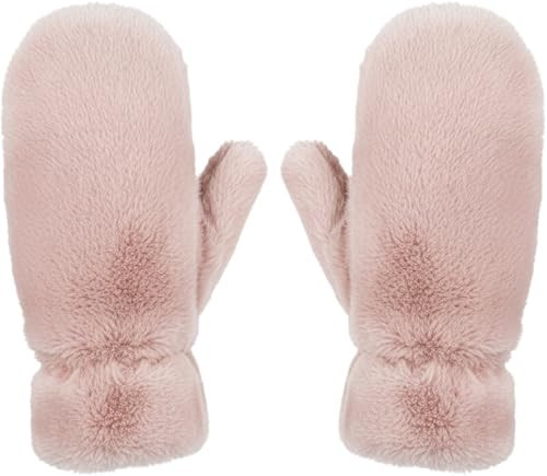 Funky Junque Fuzzy Faux Fur Mittens for Women - Rose | Amazon (US)
