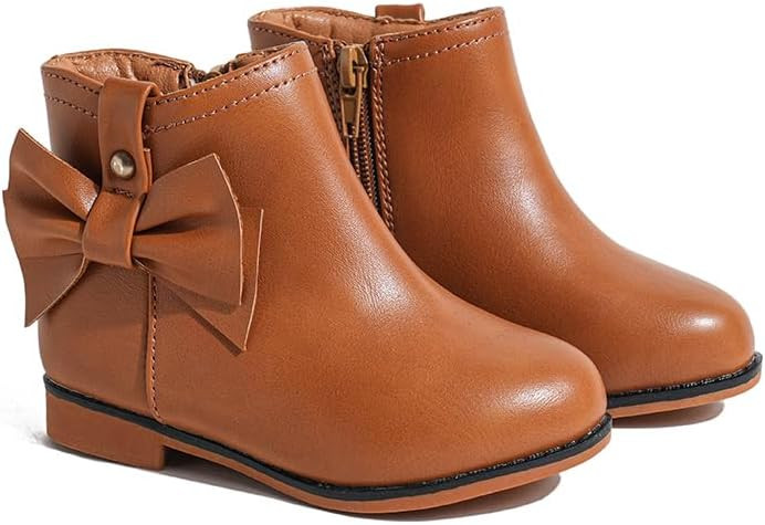 Girls Boots Fashion Ankle Boots for Girls with Zipper Short Suede Booties with Bow for Toddler/Li... | Amazon (US)