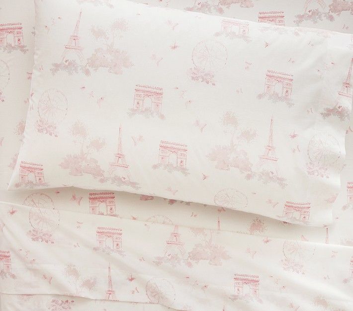 Monique Lhuillier Paris Toile Organic Sheet Set & Pillowcases | Pottery Barn Kids