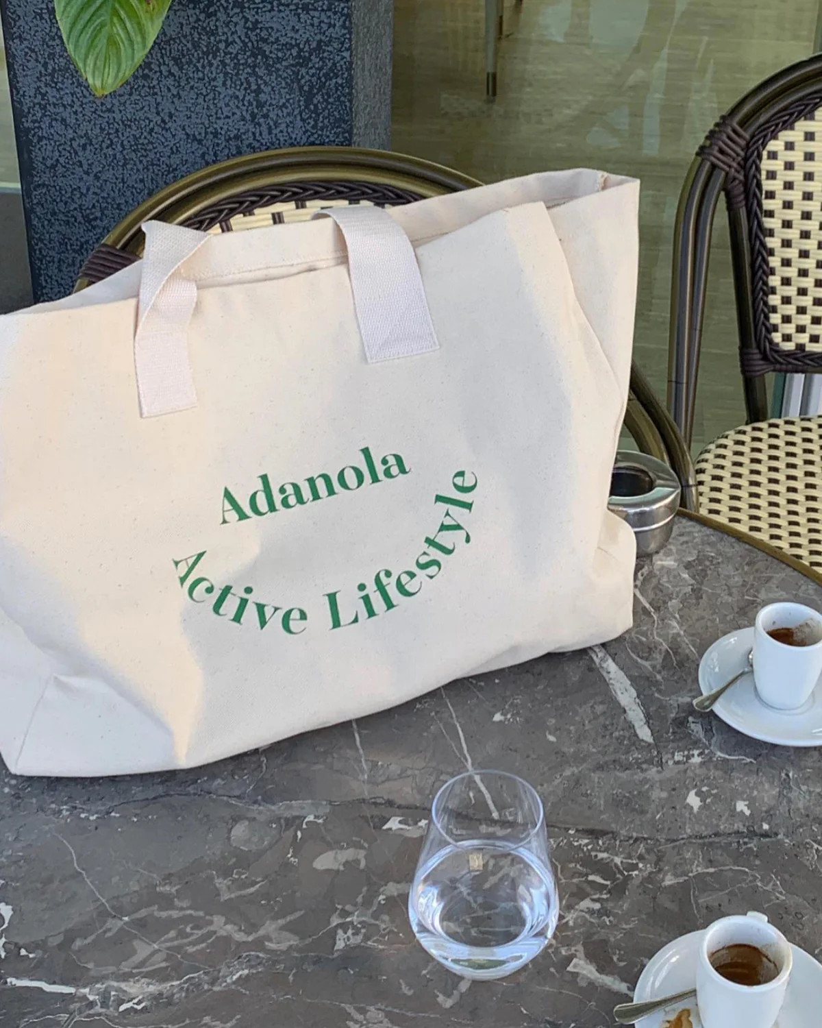 Active Lifestyle Tote Bag - Cream/Green | Adanola UK
