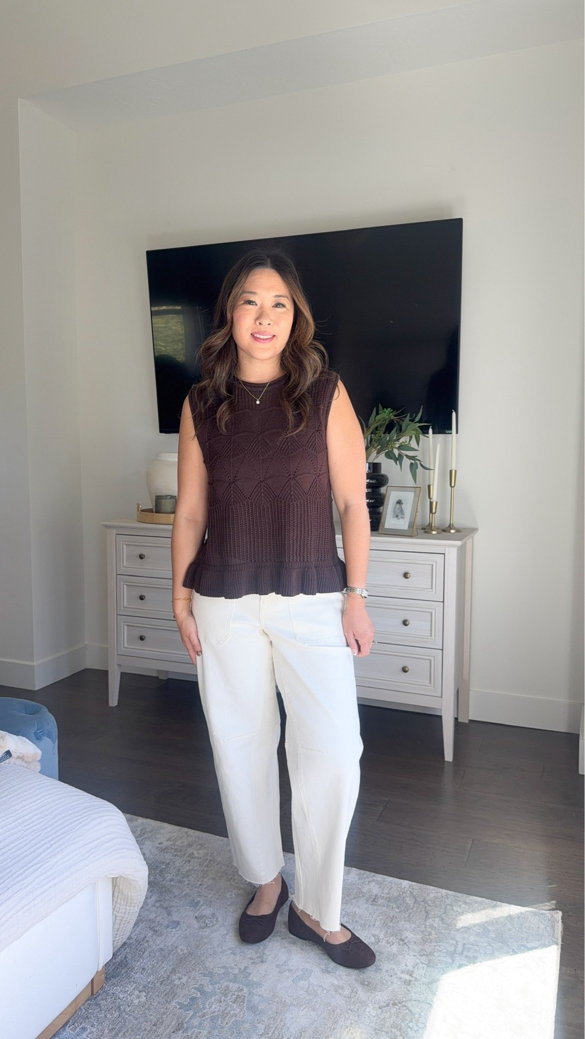 Walmart fall tops // fall fashion Brown Peplum: Medium Green Button Down Top: Small Brown Rose Vest: Small Embroidered top: Small Grey Scalloped Vest: Small Mock Neck Peplum: Small Barrel Denim: 6 Short

#LTKootd