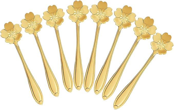 8 Pieces Stainless Steel Flower Coffee Spoon, Demitasse Espresso Spoons, Dessert Spoon Sugar Spoo... | Amazon (US)