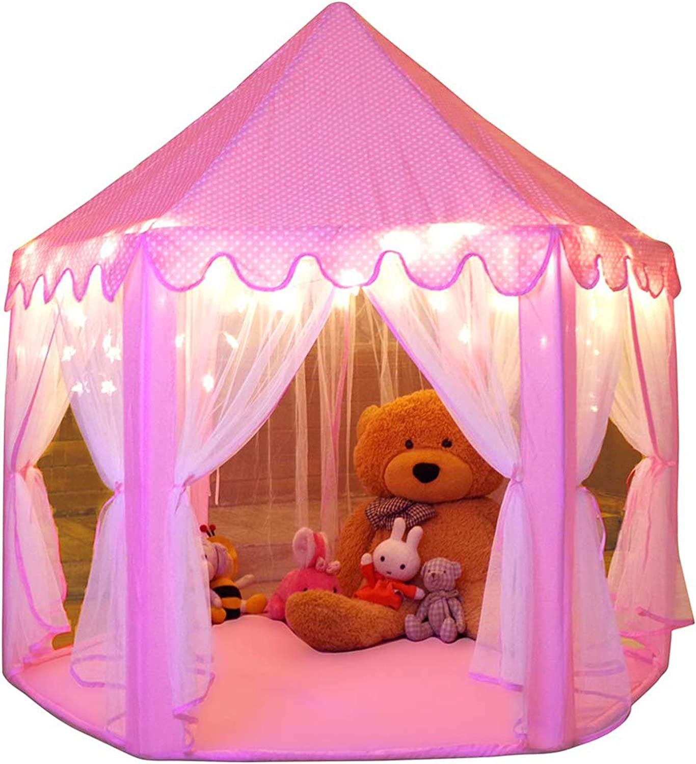 Amazon.com: Monobeach Princess Tent Girls Large Playhouse Kids Castle Play Tent with Star Lights ... | Amazon (US)