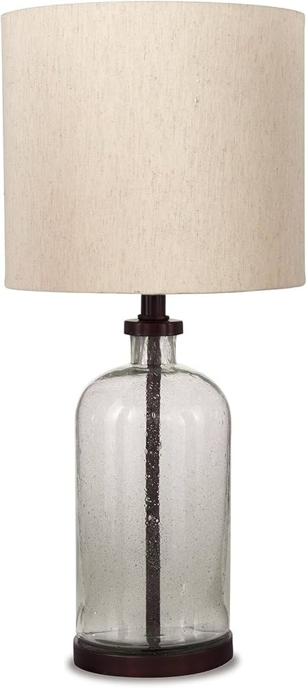 Signature Design by Ashley Bandile Modern Farmhouse 22.5" Seeded Glass Table Lamp, Bronze | Amazon (US)