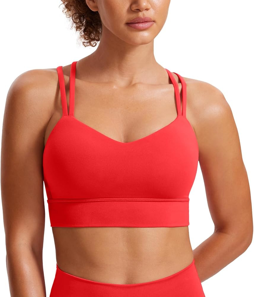 CRZ YOGA Softness Mold Womens Butterluxe Strappy Longline Sports Bra - Double Spaghetti Strap Wor... | Amazon (US)