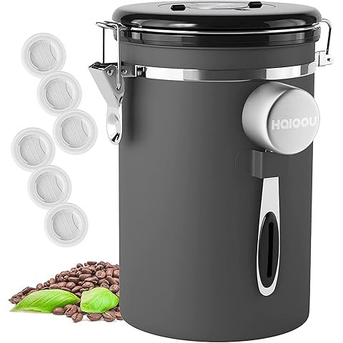 Veken Coffee Canister with Window, Airtight Stainless Steel Kitchen Food Storage Container with L... | Amazon (US)