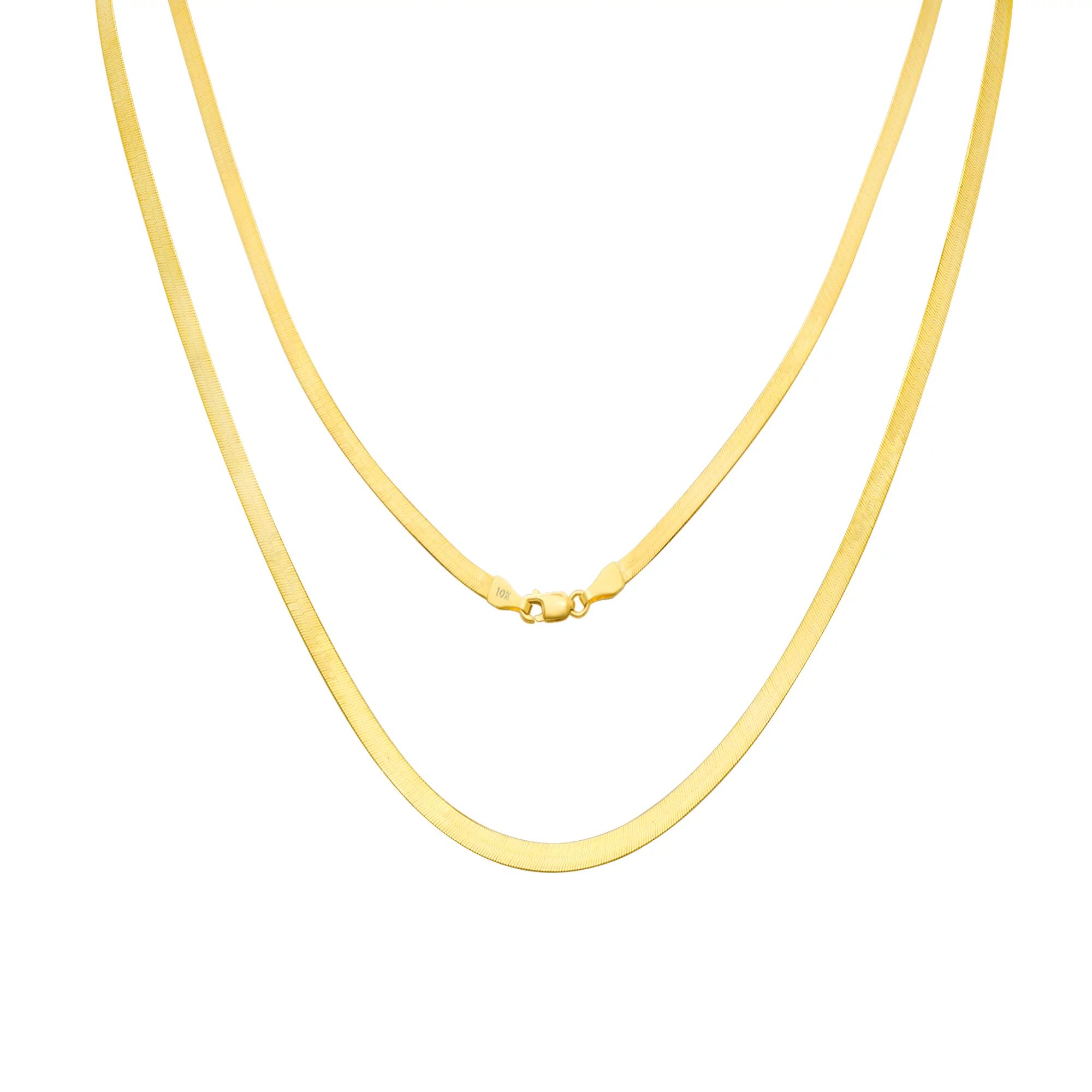 10K Yellow Gold Solid 3mm-9mm Polished Silky Flat Herringbone Chain Necklace, 16"- 30" | Walmart (US)
