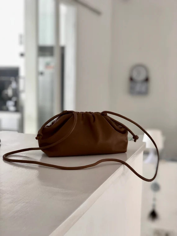 Brown Lambskin Mini Cloud Bag With Strap Small Dumpling | Etsy | Etsy (US)