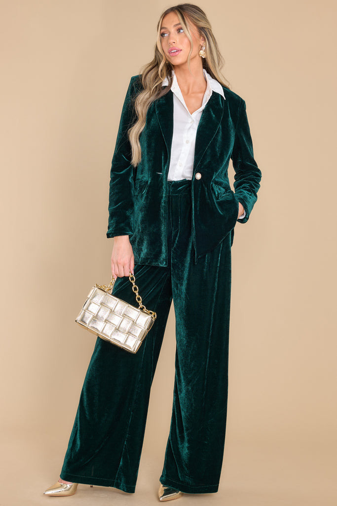Boss Babe Dark Green Velvet Blazer | Red Dress 