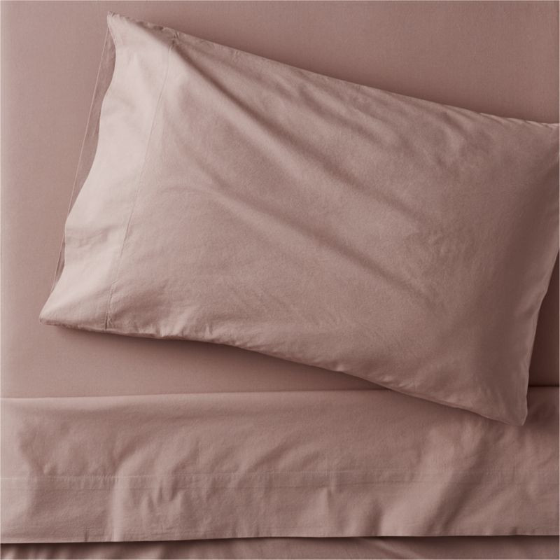 Modern Cozy Cloud Moody Mauve Organic Washed Cotton Twin Sheet Set + Reviews | Crate & Kids | Crate & Barrel
