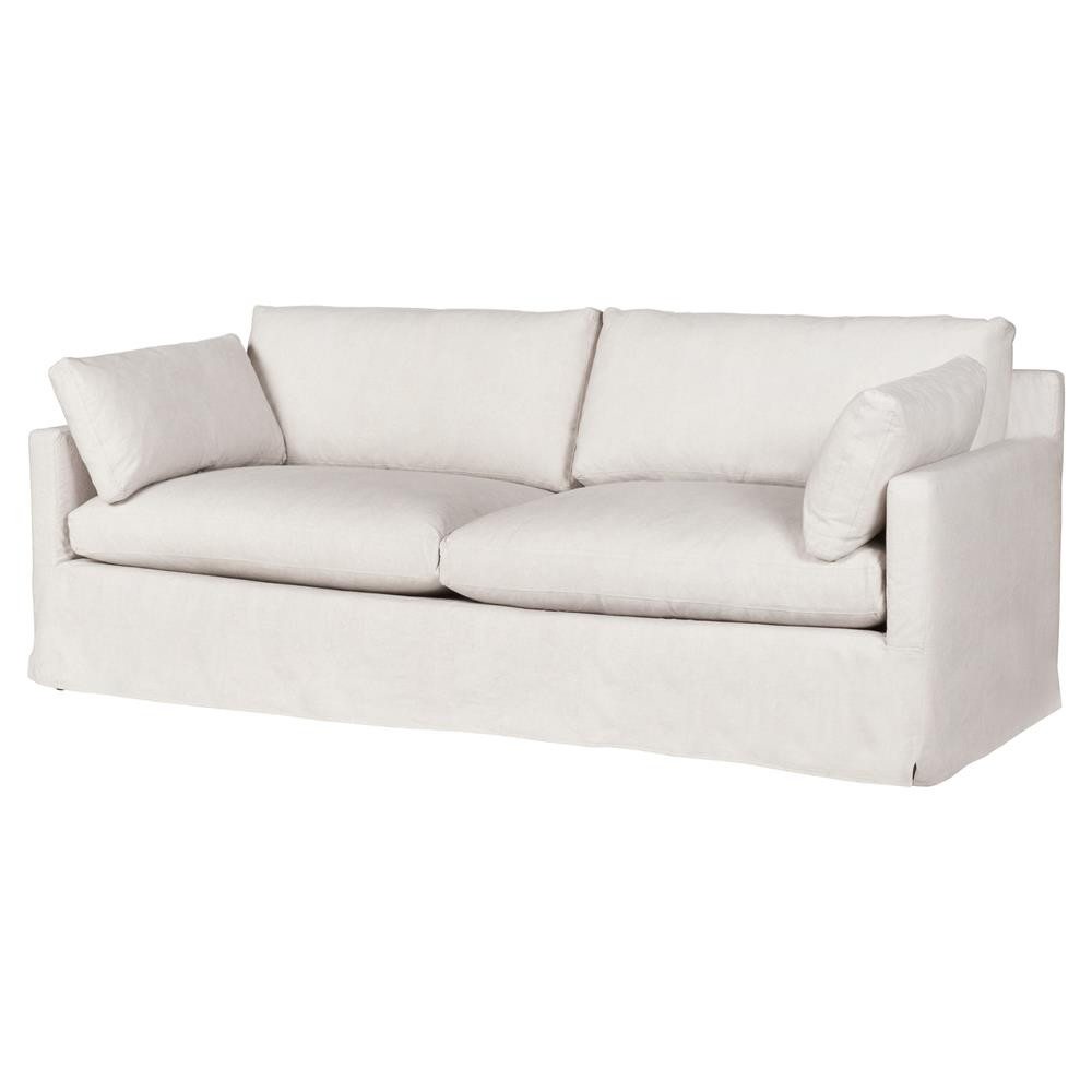 Cisco Home Louis Modern Classic White Linen Slipcovered Sofa - 90''W | Kathy Kuo Home