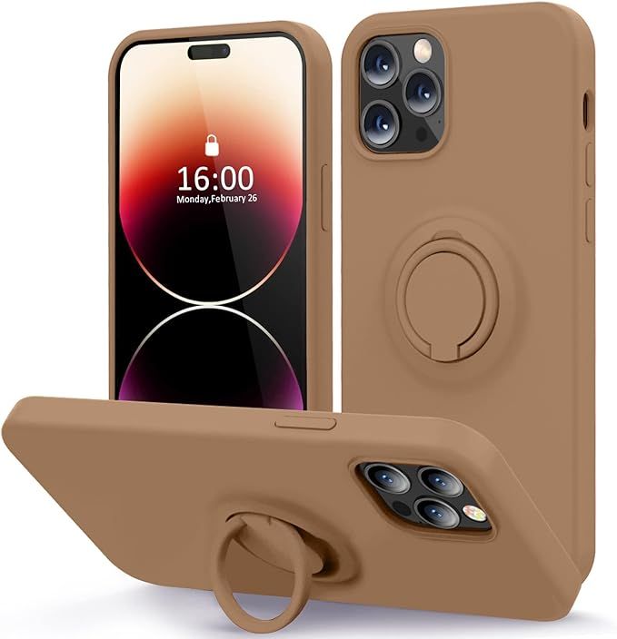 MOCCA Compatible with iPhone 14 Pro Max Case with Ring Kickstand | Liquid Silicone | Microfiber L... | Amazon (US)