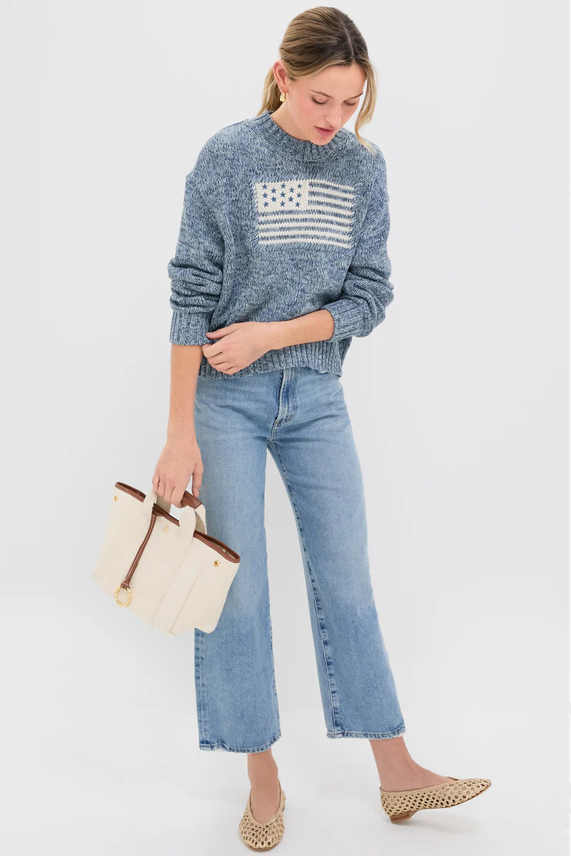 Marled Blue Cotton Americana Sweater | Tuckernuck (US)