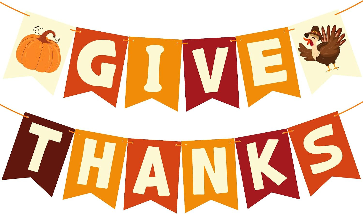 Thanksgiving Decorations - GIVE THANKS Banner | Friendsgiving Party Decorations for Indoor Outdoor Outside - Thanksgiving Garland for Front Door | THANKSGIVING Backdrop Wreath for Window Wall | Amazon (US)