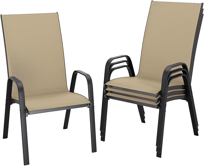 JEAREY Patio Dining Chairs Set of 4, Outdoor Stackable Dining Furniture Set, All Weather Dining S... | Amazon (US)