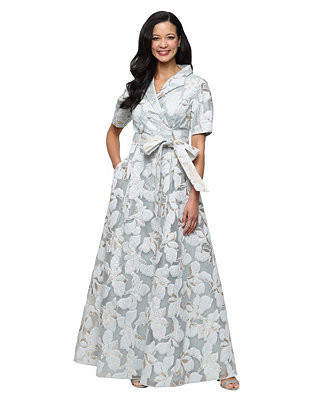 Alex Evenings Women's Collared Neck Jacquard Ball Gown - Macy's | Macy's