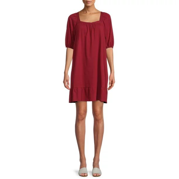 Time and Tru Women's Square Neck Dress - Walmart.com | Walmart (US)