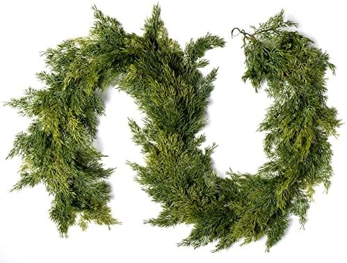 Waydress 1 Pcs 6ft Christmas Cedar Garland Artificial Green Cedar Garland Faux Cedar Pine Needles... | Amazon (US)