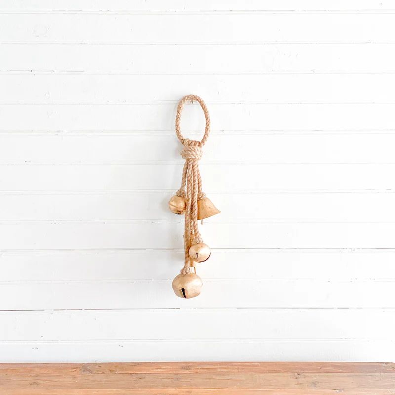 Hanging Gold Bell Swag with Jute Rope | Purple Rose Home