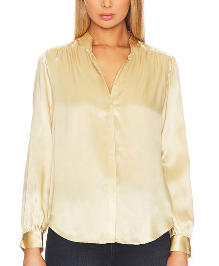 A favorite capsule wardrobe silk blouse on sale. If between sizes, size down. Free 2 day shipping and free returns. 

#LTKworkwear #LTKover40 #LTKsalealert