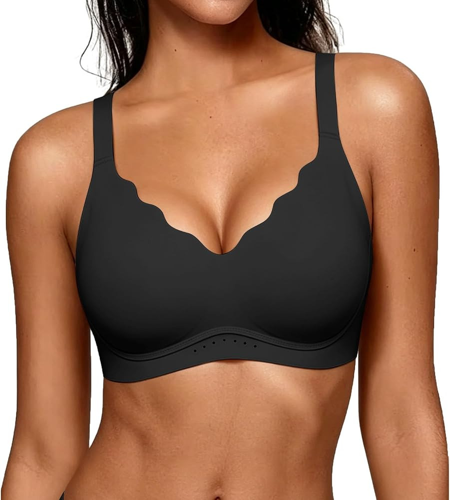 As Fairy Wireless Bras for Women Jelly Push Up Scalloped T-Shirt Bra | Amazon (US)